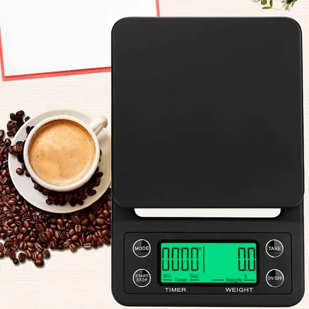 Весы с таймером для кофе Yieriy электронные для бариста с резиновым ковриком / весы настольные для кофейни,дома,ресторанов Коломия - фото 1
