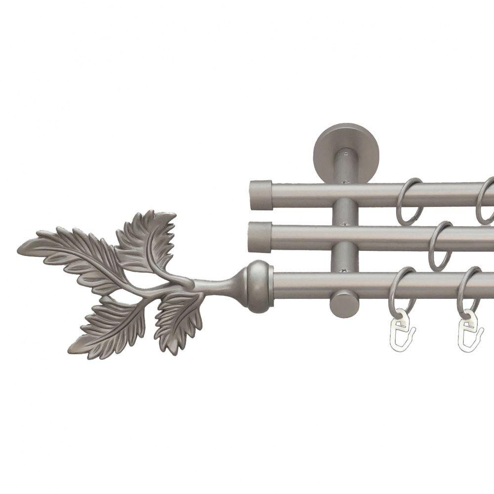 Карниз Orvit Папороть металевий трирядний циліндр (20 см) гладка труба кільце металеве Сатин 16\16\16 мм 240 см (6099533) Львів - фото 1