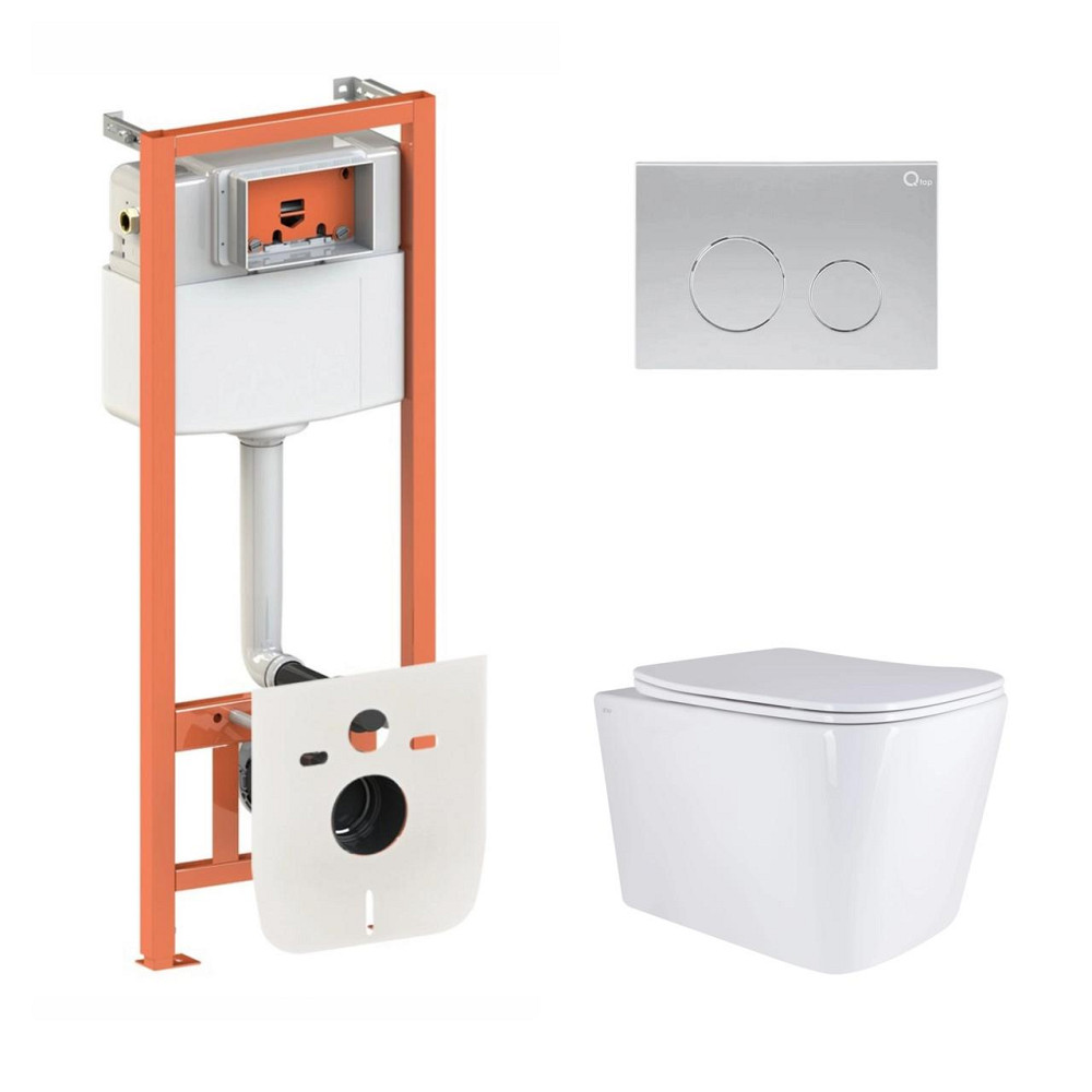 Готовое решение Qtap для ванной комнаты: подвесной унитаз Tern Ultra Quiet 525x345x360 + комплект инсталляции Nest 4 в 1 (круглая Киев - изображение 1