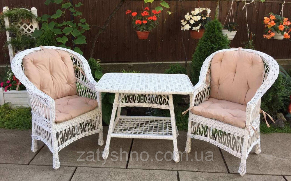 Плетеная мебель белая|  Комплект плетеной   на 2 персоны | мебель из лозы в сад Киев - изображение 1