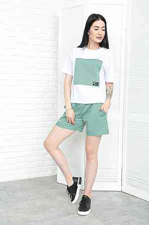 Двокольоровий костюм з шортами "Numb" оптом | Норма | Розпродаж моделі Фісташковий, 46-48 Київ