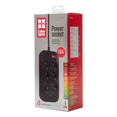 Мережевий фільтр живлення ColorWay CW-CHE64B, 6 розеток/4USB Black (CW-CHE64B) Вінниця