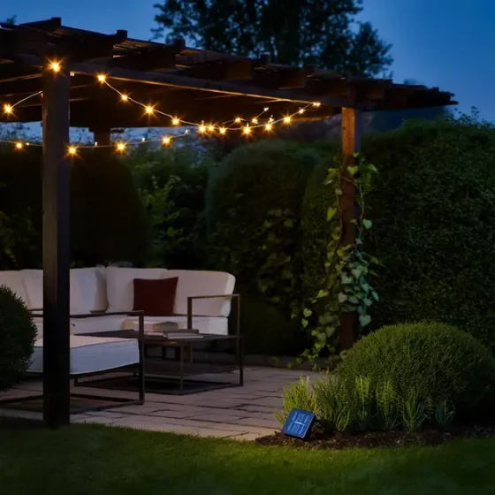 Гирлянда нить на солнечной батарее 1500 LED 150 м черный провод желтый Коломия