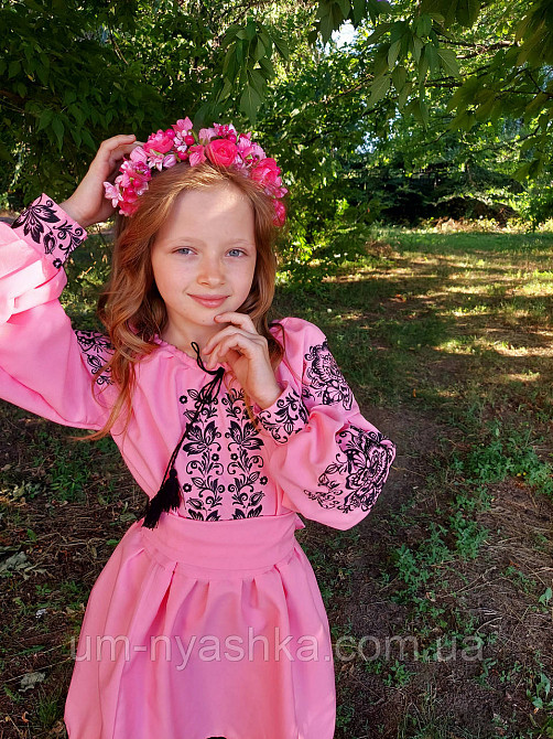 Рожева сукня-вишинка вишите плаття "Троянда-листочки" Кривий Ріг - фото 7