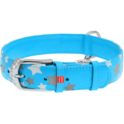 Ошейник для животных WAUDOG Glamour с QR паспортом "Звездочка" M Ш 25 мм Д 38-49 см голубой (35872) Винница - изображение 1