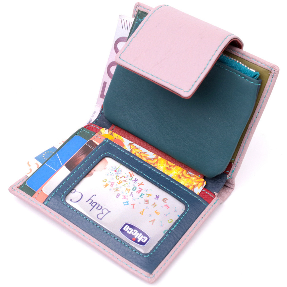 Цікаве портмоне з монетницею для жінок із натуральної шкіри ST Leather 19452 Бежевий Київ - фото 6