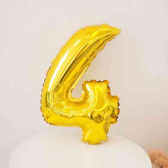 Шарик цифра 4 фольгированная 32 дюйма золотистый Киев