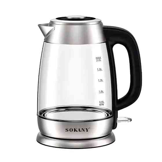Sokany Електрочайник Sokany SK-SH-1069 Electric Kettle 2000W 2l прозорий чайник Коломыя