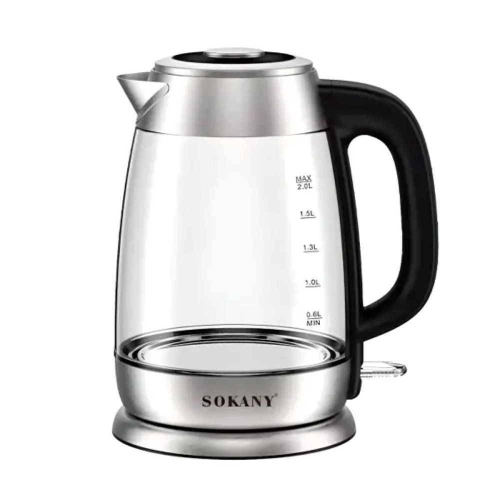Sokany Електрочайник Sokany SK-SH-1069 Electric Kettle 2000W 2l прозорий чайник Коломыя - изображение 1