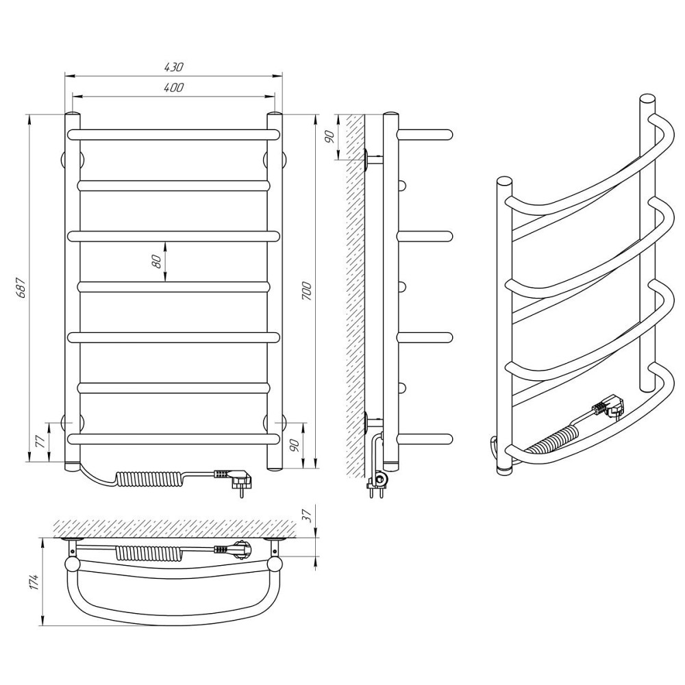 Електрична рушникосушка Laris Євромікс П7 400Х700 Е сенсор S3 ліве підключ Київ - фото 8