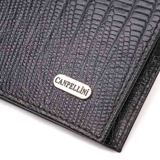 Практичний чоловічий портмоне з натуральної фактурної шкіри CANPELLINI 21868 Чорний Київ
