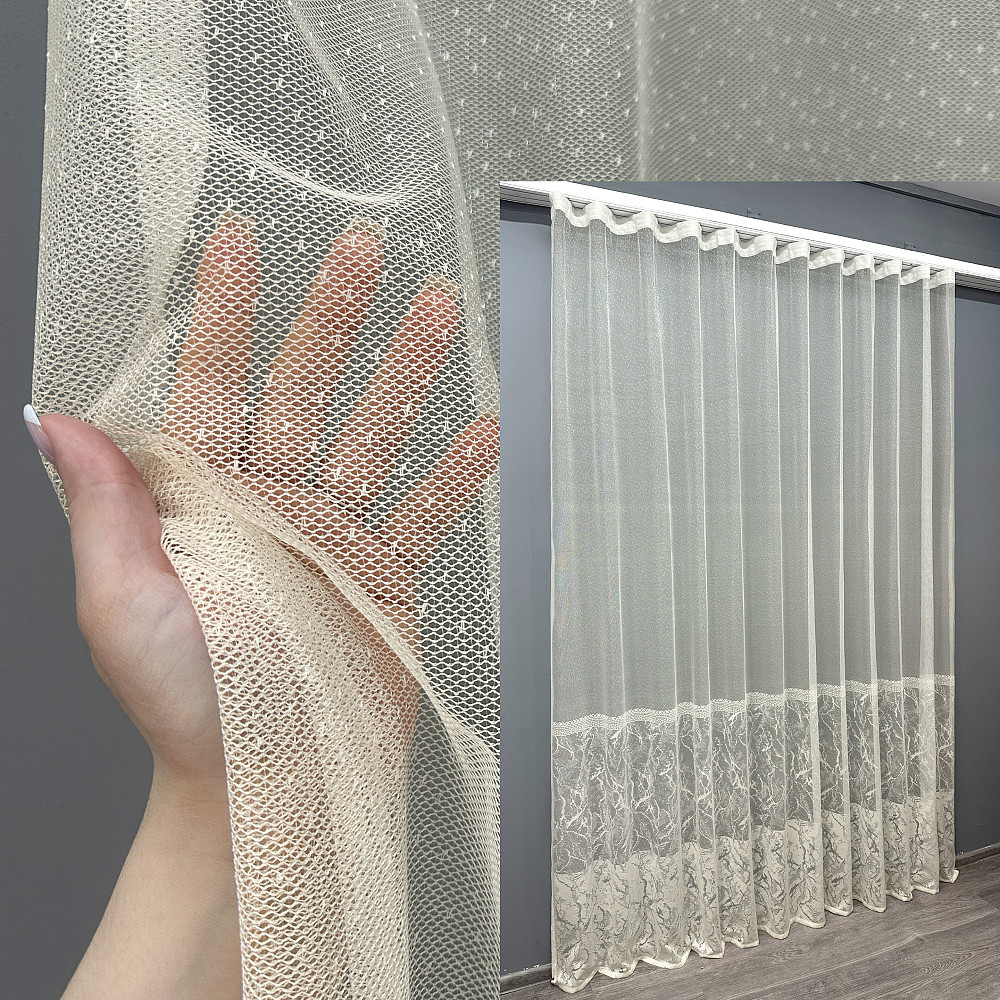 Тюль жакард колір молочний 1671т Київ - фото 1