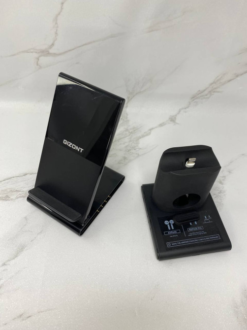 Б/у Беспроводное зарядное устройство GIZONT 3 в 1 док-станция для iPhone, Apple Watch, AirPods съемная Qi 10W Black Киев - изображение 8