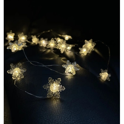 Гірлянда Chomik Сніжинки струна 2,2 м, 20 LED теплий білий, 2АА (5900779854208) Вінниця - фото 4