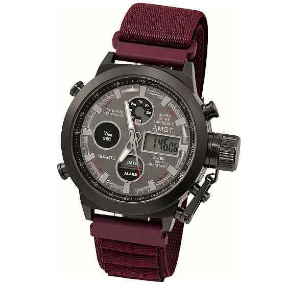 Часы мужские водостойкие тактические AMST Mountain Bordo (2 ремешка) Винница