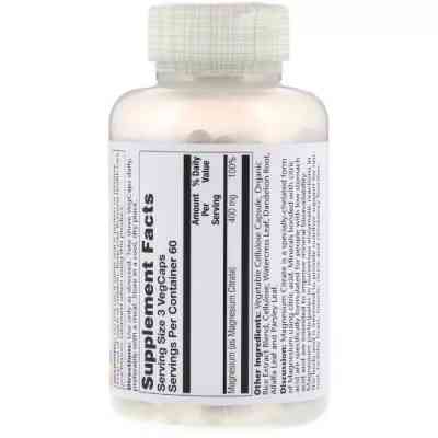 Мінерали Solaray Цитрат Магнію, 400 Мг, Magnesium Citrate, Solaray 180 капсул (SOR-37402) Вінниця