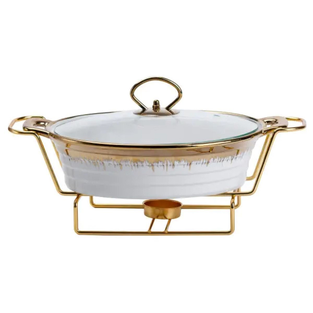 Мармітниця порцелянова 1 літр кругла, підставка з підігрівом HP1025 Коломыя - изображение 1