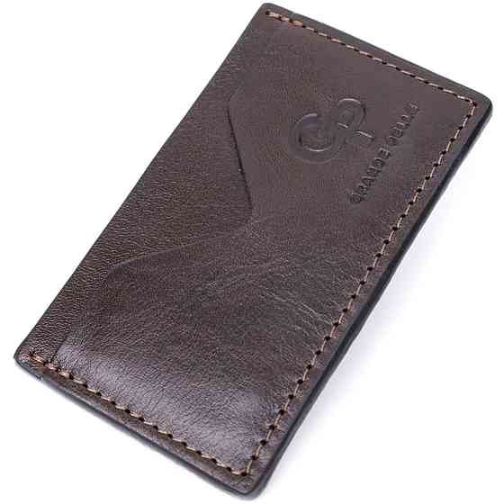 Компактний кард-кейс із натуральної шкіри GRANDE PELLE 11629 Коричневий Київ