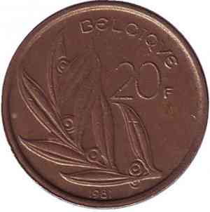 20 франків. 1981 рік, Бельгія. (Belgique) Полтава