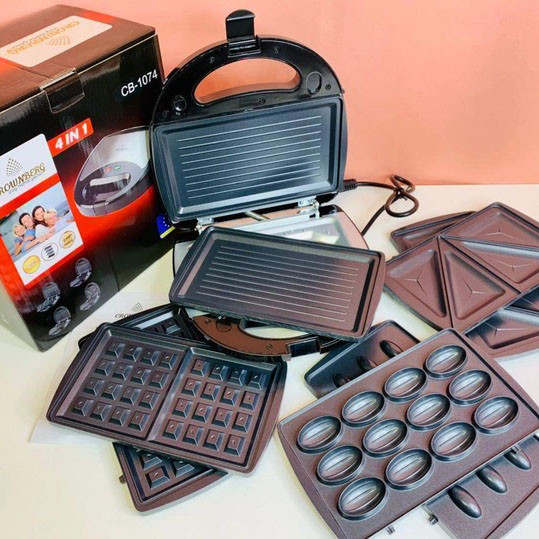 Гриль многофункциональный для дома Crownberg, Гриль электрический для кафе со сменными насадками KE-18 Львов - изображение 17