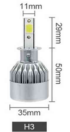 C6 Лампа світлодіодна цоколь H3 (к-кт 2 шт) 12V, 36W, 3800Lm + вентилятор (авиац. алюмін. профілю.) Мукачево