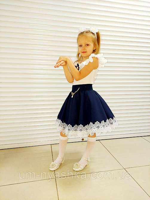 Комплект шкільної форми блузка короткий рукав і спідничка з мереживом 116-140 Кривий Ріг - фото 8