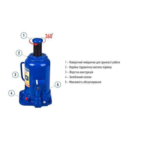 Гидравлический телескопический домкрат 20 тонн, высота подъема 217-407 мм, 9.7 кг, Iron Hand (IH-317407D) Харьков - изображение 3
