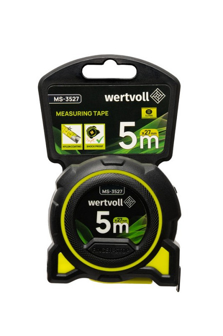 WERTVOLL Рулетка WERTVOLL 5 м×27 мм фіксатор полотна кнопка STOP покриття TPR нейлонове покритт Київ - фото 8