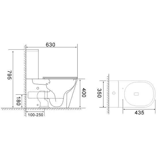 Унітаз-компакт Mixxus BEVEL-0407-T1 630х350х795mm, система змиву TORNADO 1.0   ( MI6690 ) 32404 Харків
