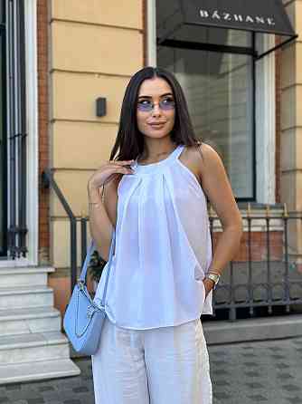 Жіноча блузка без рукавів "Mila" оптом | Норма і батал | Розпродаж моделі Білий, 46-48 Київ