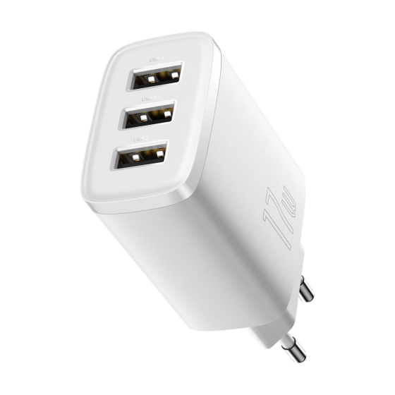 Сетевое зарядное устройство Baseus Compact Charger 3U 17W EU, цвет белый CCXJ020102 Одесса