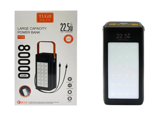 Зовнішній акумулятор (power bank) 80000 мА·год 22,5Вт PD QC потужний портативний TUGII Y108 Одеса