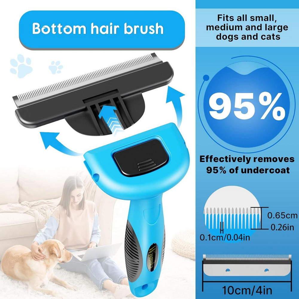 Щітка гребінець Wismika для собак і котів, підшерстя, 2в1, нержавійка, грумінг, антиколтун, для шерсті Київ - фото 2