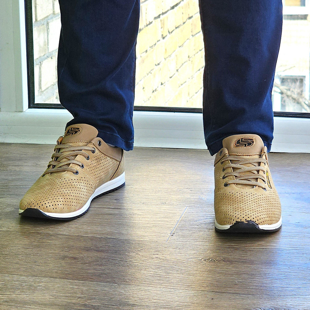 Мужские Мокасины Летние Бежевые Кроссовки Сеточка Коричневые Светлые (размеры: 40,41,42,43,44,45) - 207-4 Днепр - изображение 9