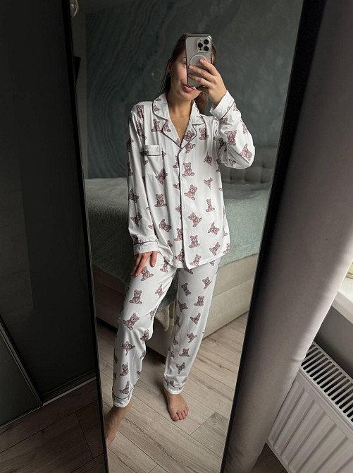 Женский домашний комплект двойка с мишками коттон Одесса - изображение 1