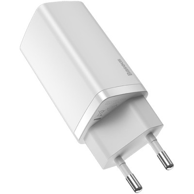 Зарядний пристрій Baseus 2xUSB 65W GaN (USB-C+USB-A) white (CCGAN2L-B02) Вінниця - фото 3