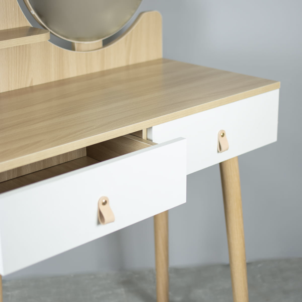 Туалетний столик Jumi Scandi з шухлядами, шкіряні ручки, світлий бук Київ - фото 9