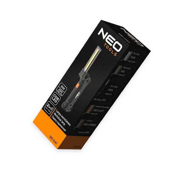 Ліхтар багатофункціональний 1 cob 3w + cob, акб 1200 мач, магніт, зачіп, usb складаний Neo Tools інспекційний Мукачево