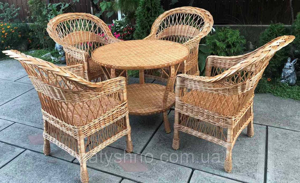 Мебель из лозы для 4  | Плетеная мебель из лозы |мебель плетеная   с круглым столом Киев - изображение 1