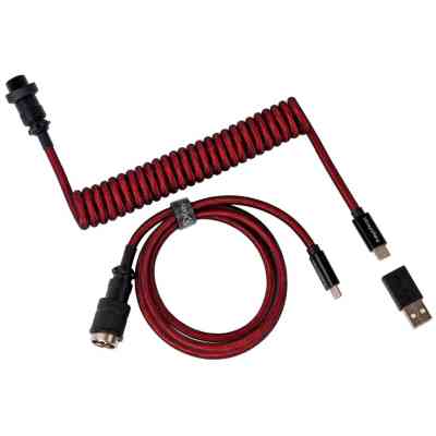 Дата кабель USB 2.0 AM to USB-C 1.08m Premium Coiled Aviator Straight red Keychron (CAB2_KEYCHRON) Винница