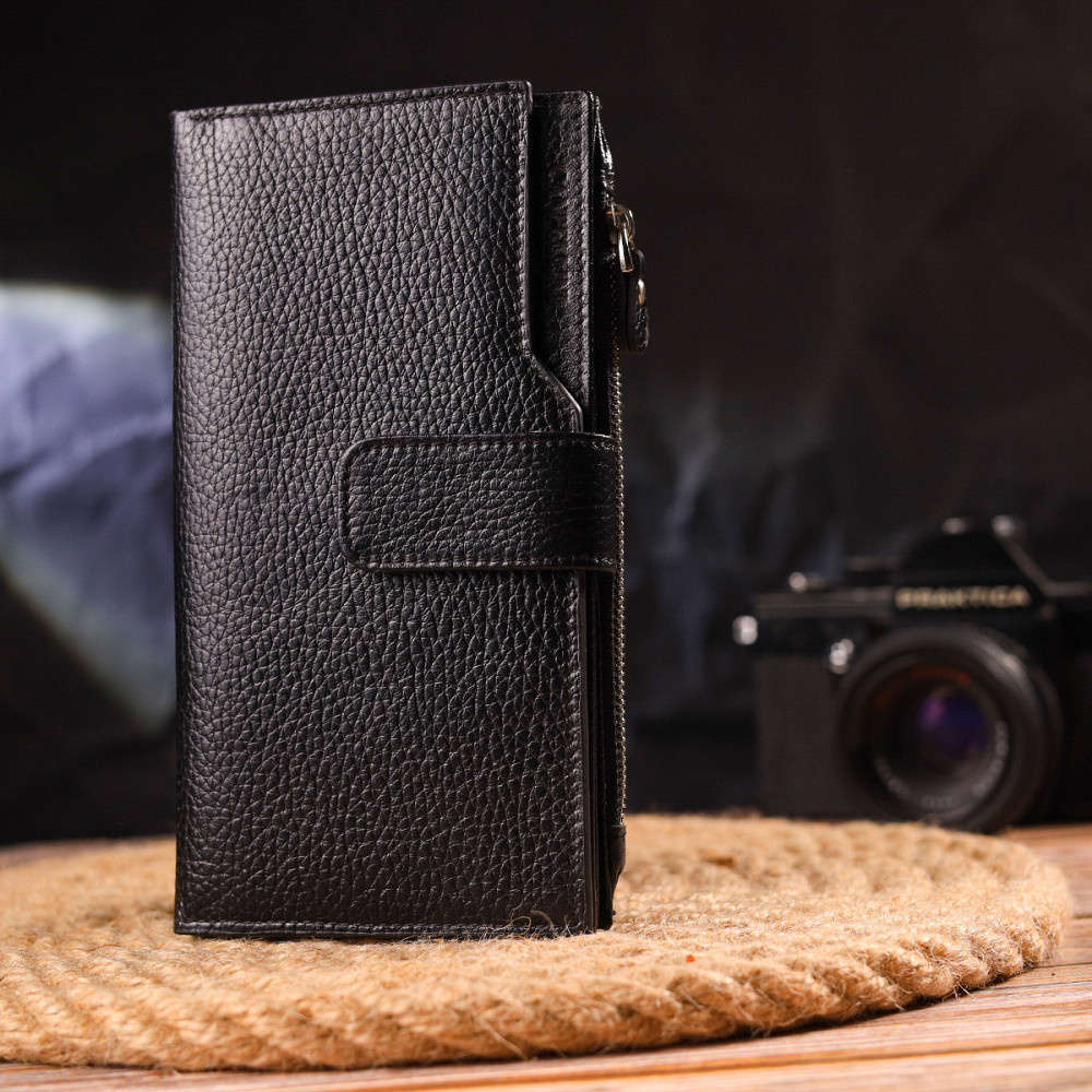 Женский вертикальный кошелек из натуральной кожи CANPELLINI 21641 Черный Киев - изображение 3