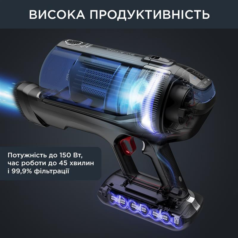 Аккумуляторний пилосос Rowenta X-Force Flex 12.60 Aqua RH98C0WO чорний/синій Харків - фото 18