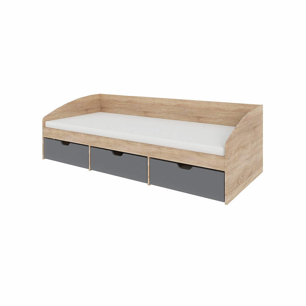 Ліжко односпальне з ящиками Еверест Комфорт 3 193х84х59 см Дуб сонома/Графіт (DTM-073835) Львів - фото 7