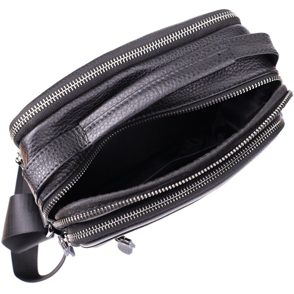 Вертикальная мужская сумка из натуральной кожи Vintage 22967 Черный Киев - изображение 7