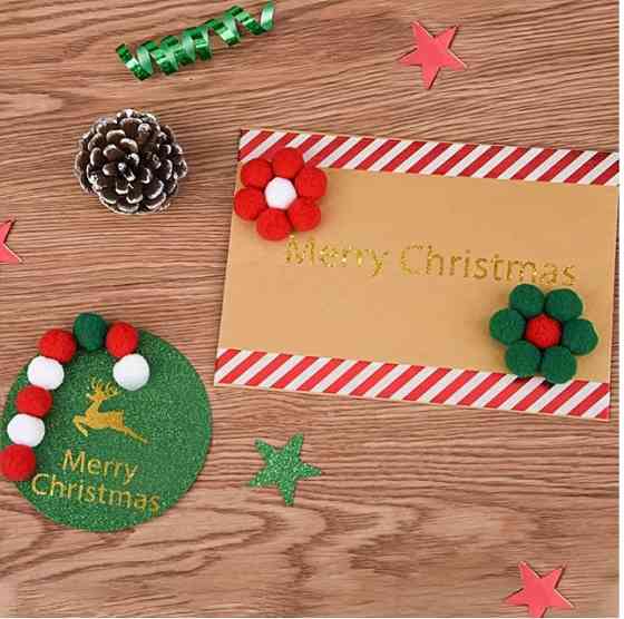 Декоративні помпони 1 см – набір 100 шт (червоний, зелений, білий) Київ