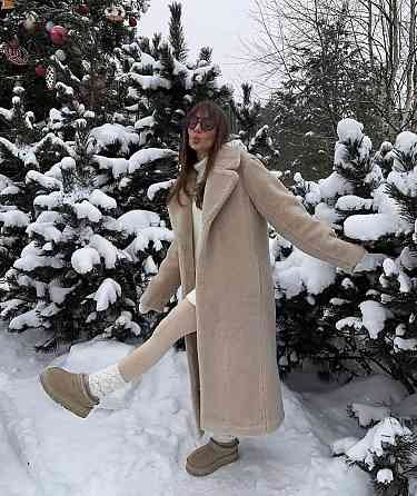 Женская повседневная теплая шуба из эко-меха и на теплой подкладке. Бежевий, 48/52 Одесса