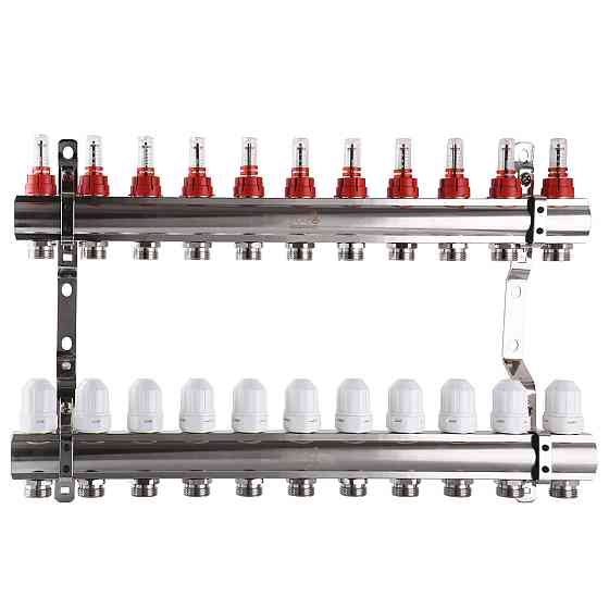 Коллектор с расходомерами, регуляторами и креплением ECO 001D 1″x11 (000022685) Киев