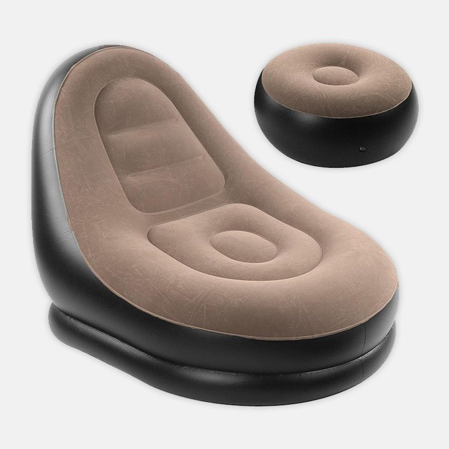 Надувное кресло с пуфом для отдыха AIR SOFA велюровое SM-27 Львов - изображение 8
