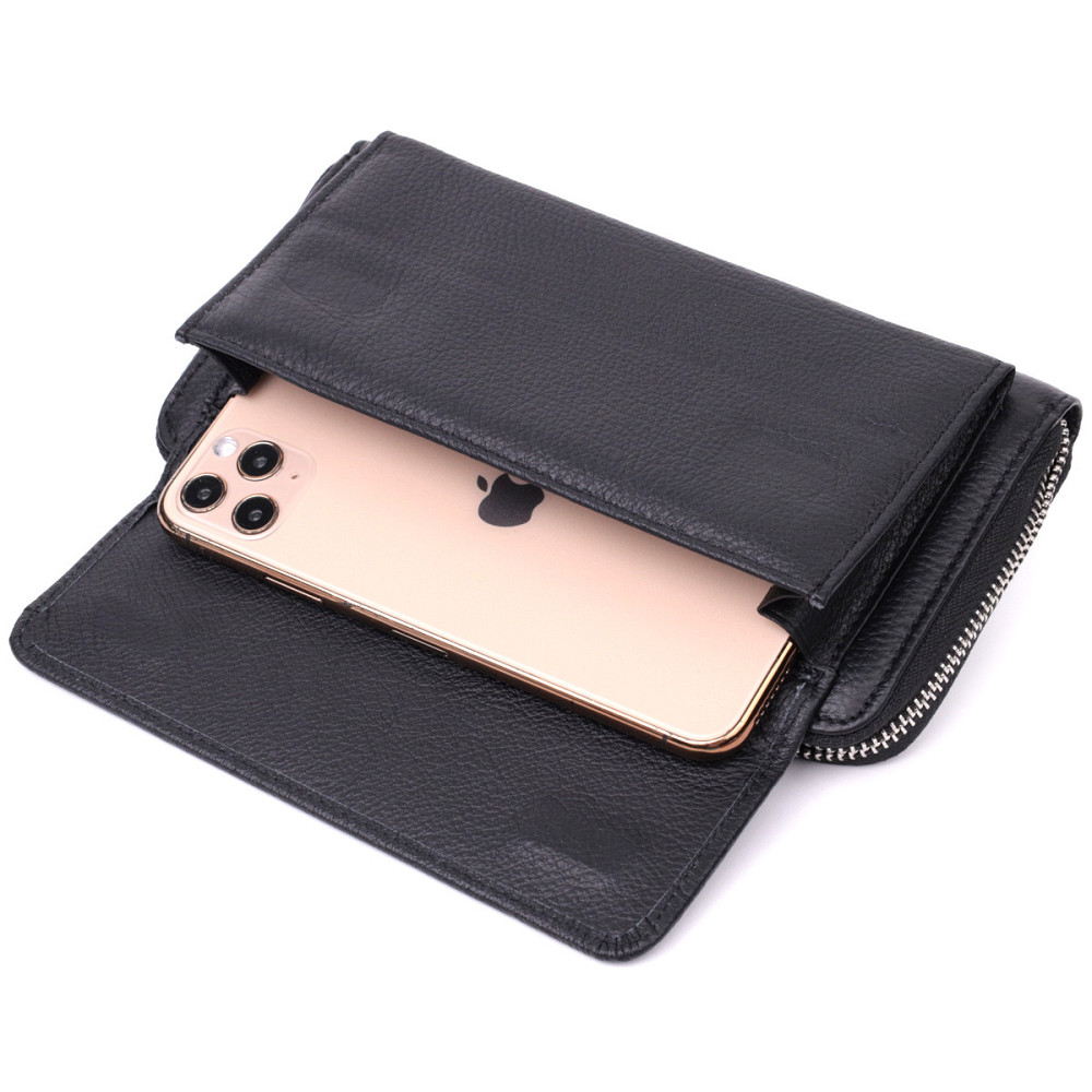Функциональный кошелек-клатч унисекс из натуральной кожи ST Leather 22529 Черный Киев - изображение 3