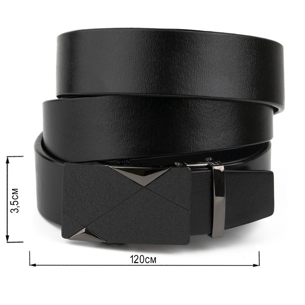 Ремінь чоловічий з пряжкою автомат матовою Vintage 20321 Чорний Київ - фото 3